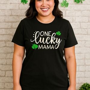 Celebrate It Black Tee with Shamrock Design
